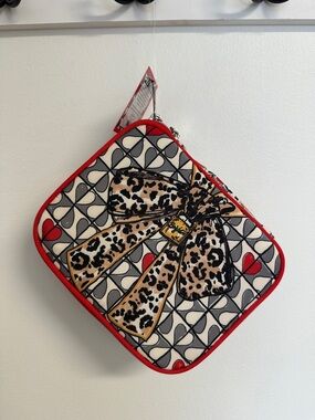 Brighton Leopard Bow Cosmetic Case in Red, Cream, Tan and Black